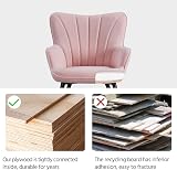 Yaheetech Modern Tub Chair Pink Linen Fabric Armchair with Curved Back view 7