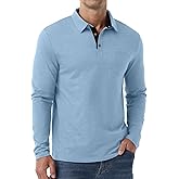 Sailwind Mens Long Sleeve Polo Shirts Button Casual Tee Cotton Collared Golf T Shirts with Pocket