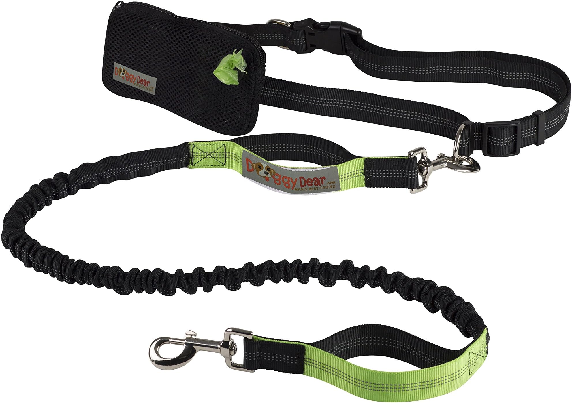 Retractable Hands Free Dog Leash with Dual Bungees for up to 150 lbs Large Dogs