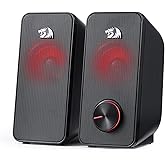 Redragon GS500 Stentor PC Gaming Speaker, 2.0 Channel Stereo Desktop Computer Speaker with Red Backlight, Quality Bass and Crystal Clear Sound, USB Powered with a 3.5mm Connector