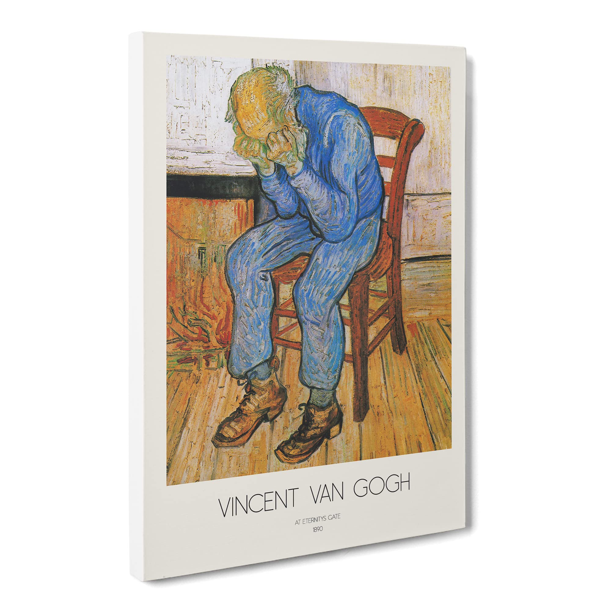 At Eternitys Gate With Border By Vincent Van Gogh Canvas Print | Gallery Wrapped 30mm Frame Wall Art | 20x14 inches | Ready to Hang | Impressionist Picture | Living Room Bedroom Lounge Office