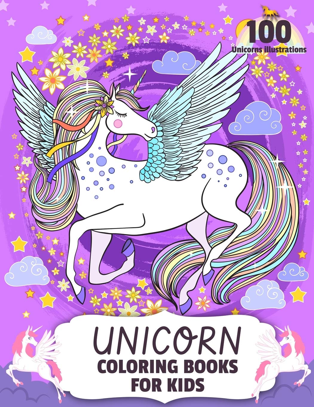 unicorn coloring books for kids 100 beautiful collection unicorns illustrations coloring pages for girls ages 4 8 jean denis 9781091317543 amazon com books