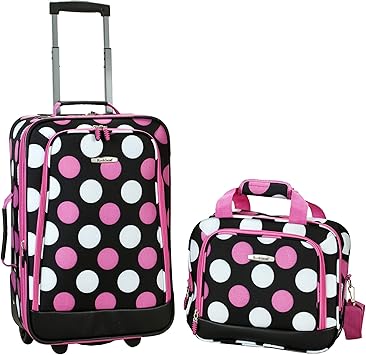 rockland pink polka dot luggage