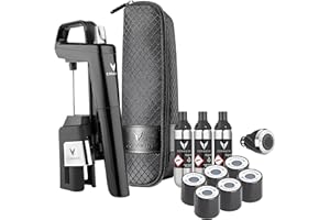Coravin Timeless Six Plus Wine Preservation System - By-the-Glass Wine Saver - With 3 Pure Argon Gas Capsules, 6 Screw Caps & Wine Aerator - Piano Black