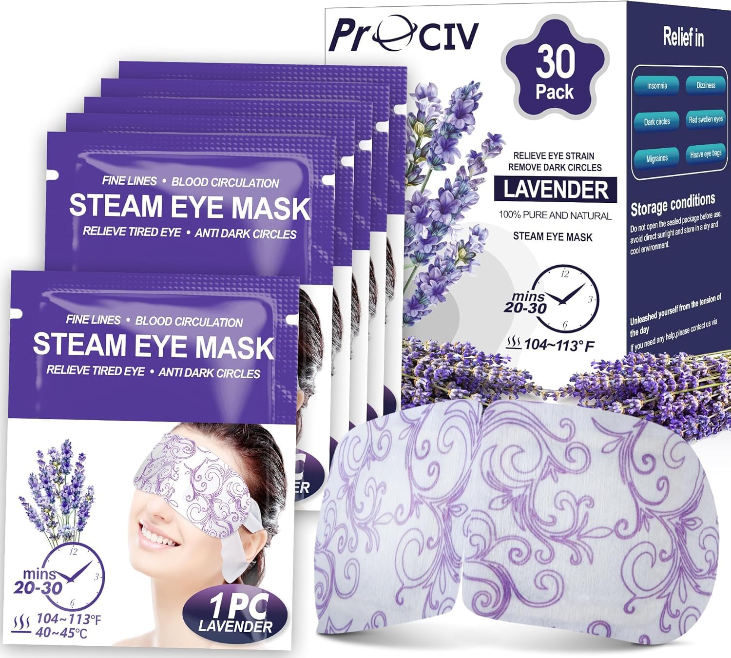Steam Eye Mask 30 Packs Warming Eye Mask Self Heating Eye Mask Sleep Mask Heated Eye Mask for Dry Eyes Fatigue Great Gift for Students Adult — image 1