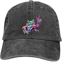 VunKo Peace Frog Tie Dye Dad Hat - Vintage Distressed Denim Adjustable Trucker Cap For Men