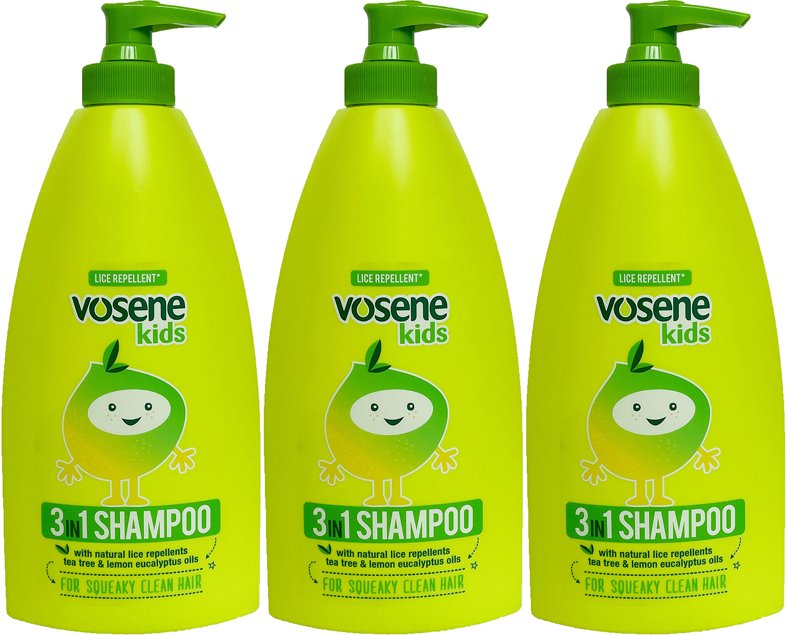 THREE PACKS of Vosene Kids 3 in 1 Conditioning Shampoo Head Lice Repellent 250ml