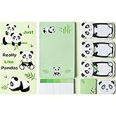 Xqumoi I Just Really Like Pandas Sticky Notes Set, 550 Sheets, Cute Cartoon Pandas Self-Stick Notes Pads Animal Divider Tabs Bundle Writing Memo Pads Back to School Office Supplies Small Gift