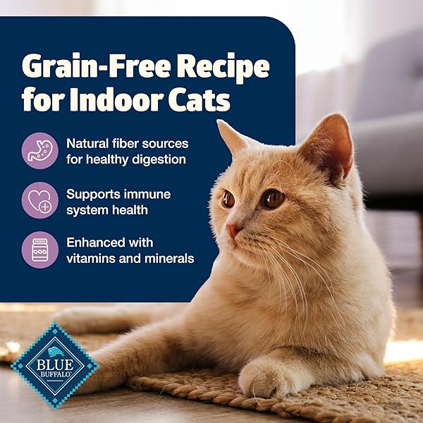 BLUE BUFFALO FREEDOM GRAIN-FREE ADULT DRY CAT FOOD, COMPLETE & BALANCED NUTRITION FOR INDOOR CATS, MADE WITH NATURAL INGREDIENTS, CHICKEN RECIPE, 5-LB. BAG