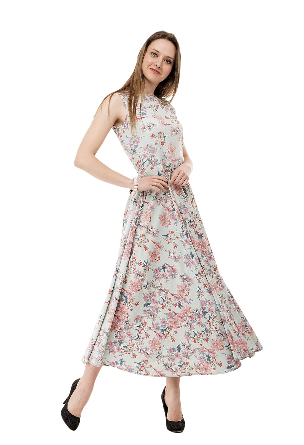 karmic vision women's multi-coloured fit & flare maxi dress