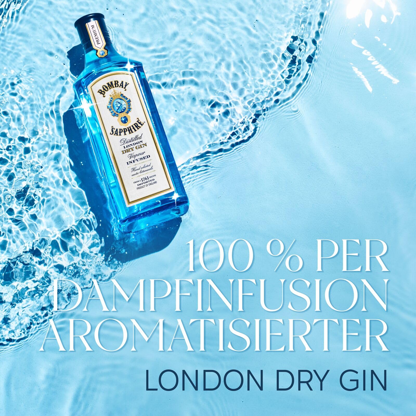 Bombay Sapphire London Dry Gin, 40 Vol-%, 70 cl / 700 ml, zu 100% per Dampfinfusion destillierte Spirituose mit 10 erlesenen Botanicals 2