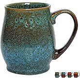 Bosmarlin Extra Large Ceramic Coffee Mug, 24 Oz, Dishwasher and Microwave Safe, Big Oversized Tea Cup, Reactive Glaze (Blue)