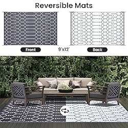 Smiry Outdoor Rug 9x12 ft, Waterproof Reversible
