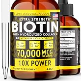 Super Natural Goods Liquid Biotin &amp; Collagen 70,000mcg Hair Growth Vitamin Drops - Radiant Skin, Strong Nail Support - High Potency Hair Loss Supplement for Damaged Strands, for Men &amp; Women (4oz)