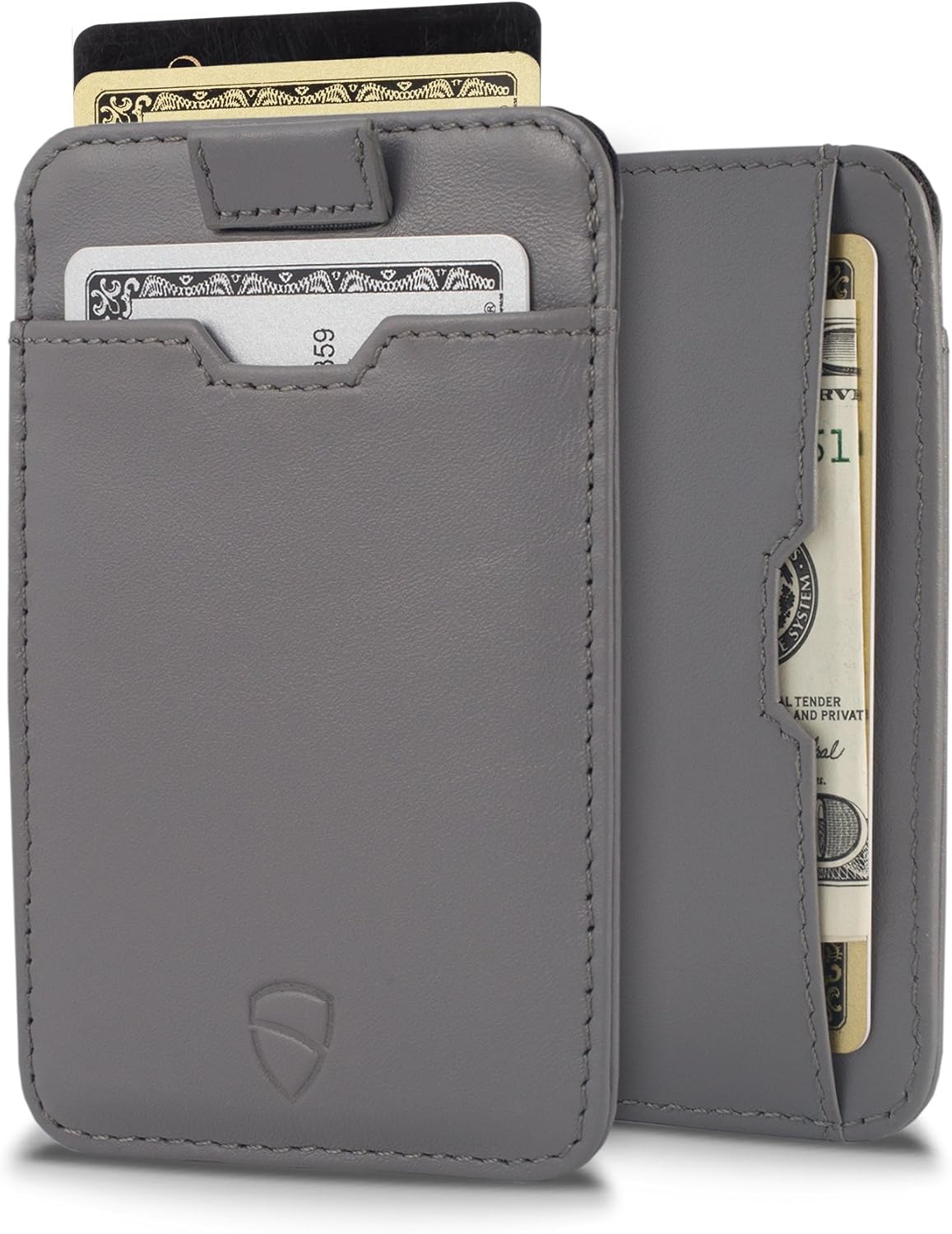 Vaultskin CHELSEA Slim Minimalist Leather Mens Wallet with RFID Blocking, Front Pocket Credit Card Holder (Chromium Grey)