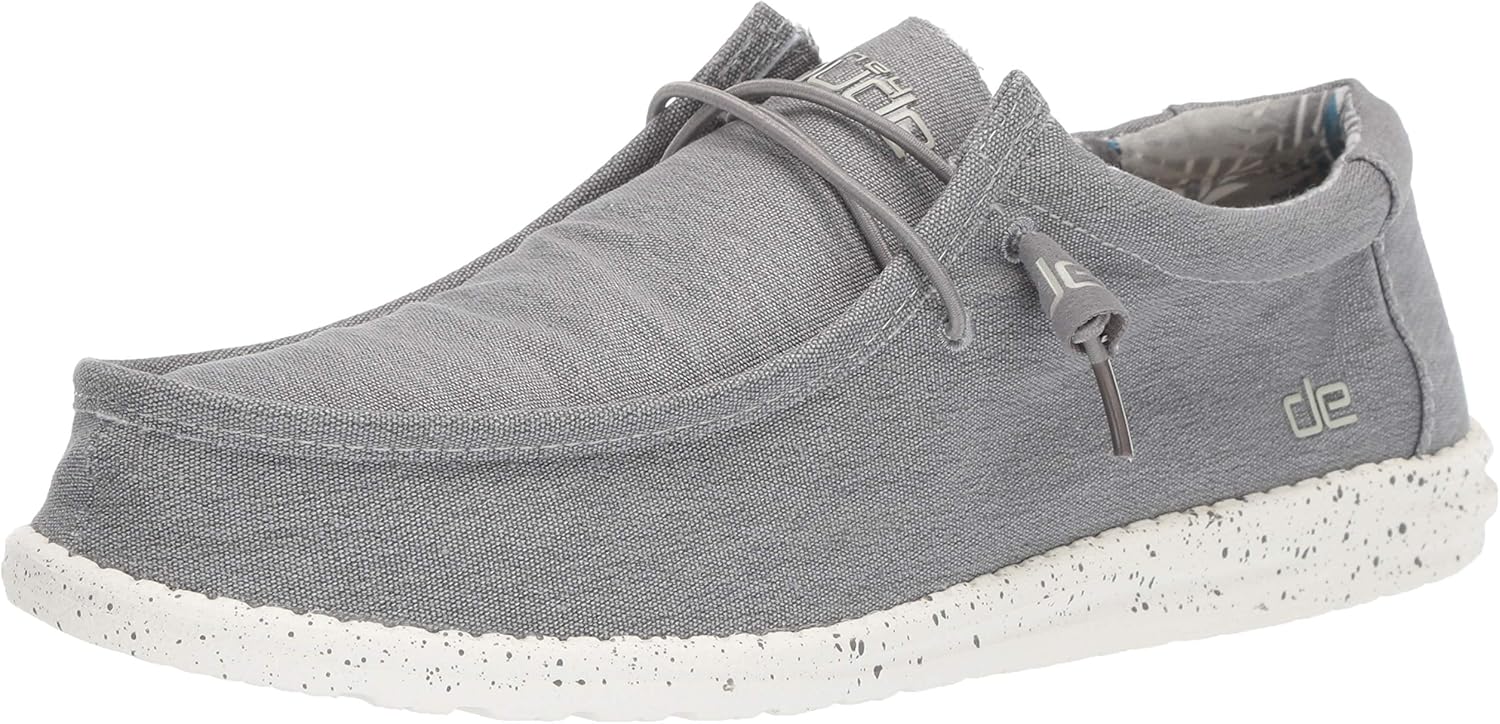 Hey Dude Men's, Wally Stretch Shoe Iron Grey 7 M Loafers & SlipOns