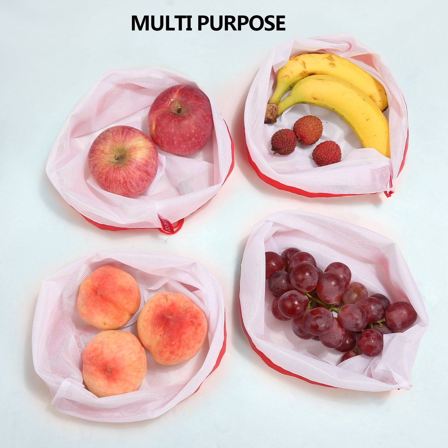 Reusable Produce Bags 15PCS Mesh Bags for Vegetables Eco Friendly Net Bags for Grocery Shopping & Storage Bags of Fruit Vegetables Machine Washable Mesh Produce Bags