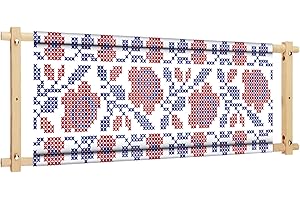 Yookeer 33 x 12 Inch Scroll Frame for Cross Stitch Needlepoint Embroidery Scroll Wood Needlework Frame Quilting Hoop Stand St