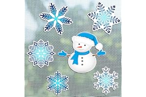 Konohan 12 Pcs/6 Pairs Winter Snowflake Screen Door Magnets Snowman Double Sided Screen Door Magnet Flexible Protector Decorative Screen Magnets for Window Screen Sliding Doors