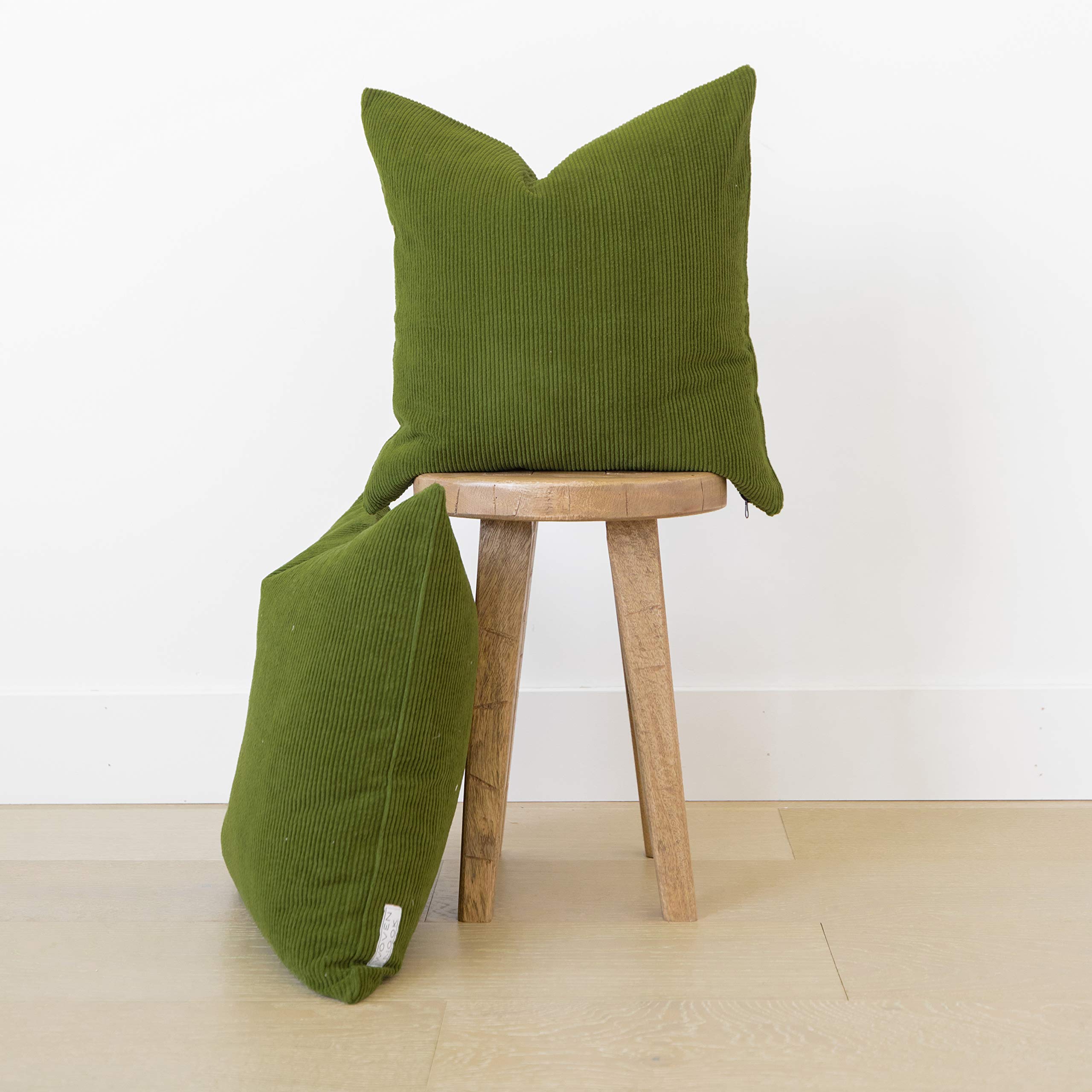 Woven Nook Decorative Corduroy Throw Pillow Covers ONLY Set of 2 18x18