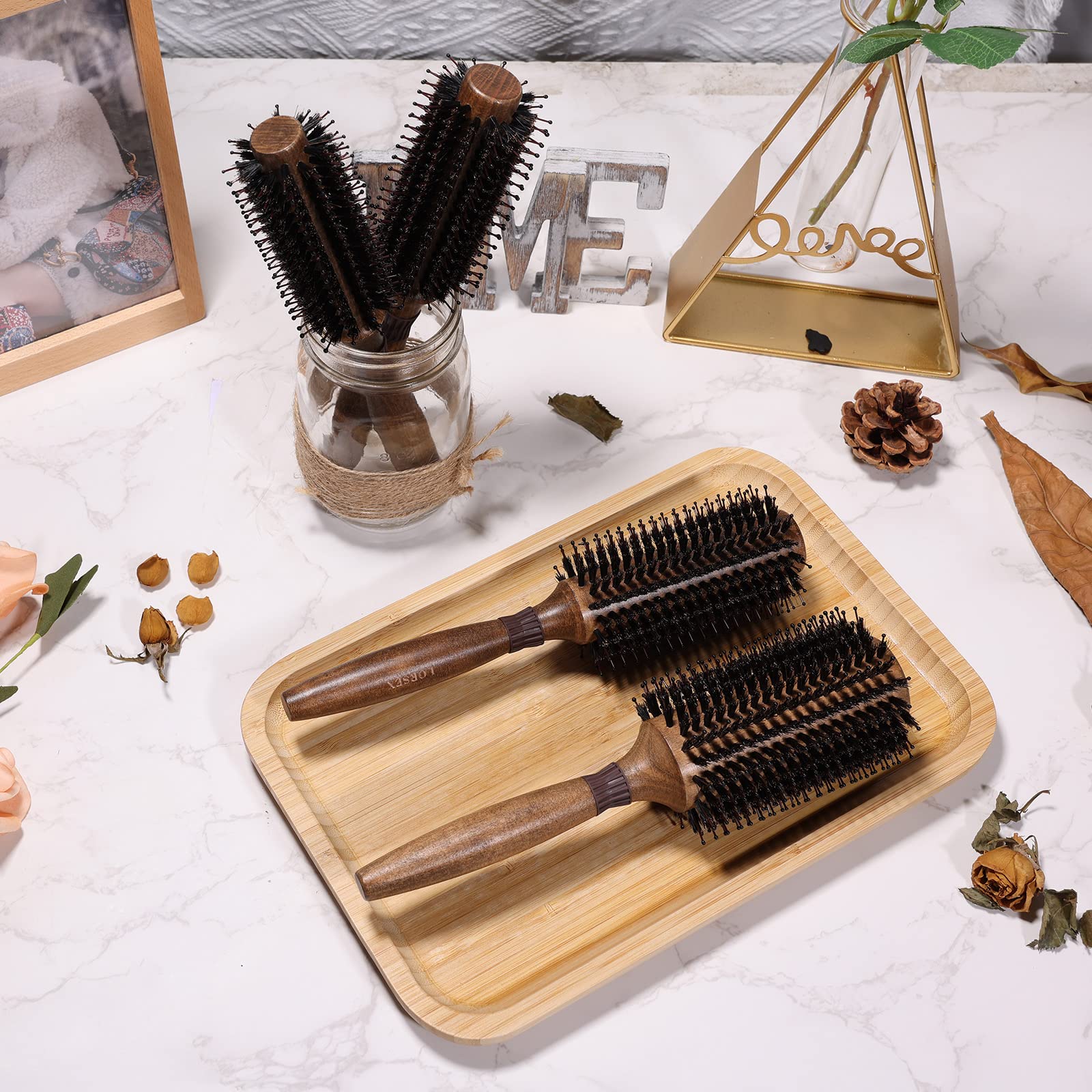 Round Brush for Blow Drying, LORSEX Boar Bristle Hair brush for Women Men, Round Hairbrush for Add Shine/Volume, Minimize Damage (2.8 Inch)