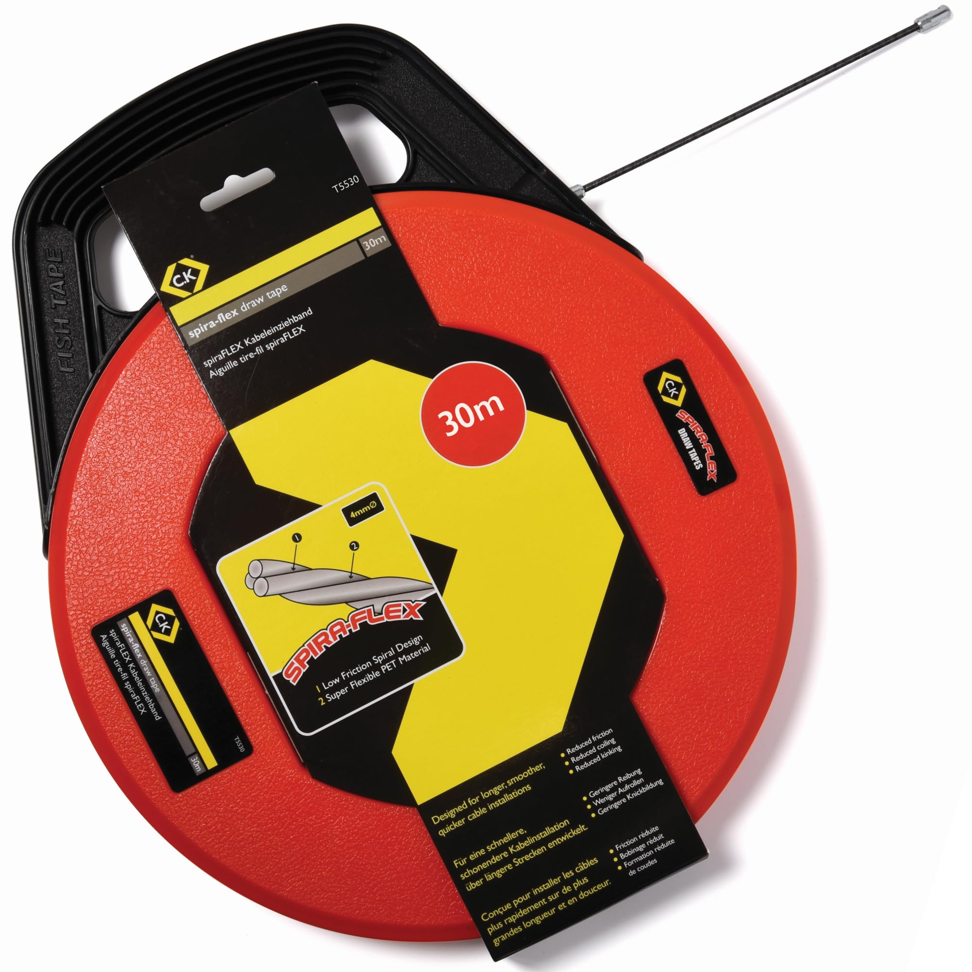 C.K Spira-Flex Draw Tape | 30 m | Quick & gentle installation | Stable PET material flexibility | MightyRods compatible | Practical handling | T5530, Red