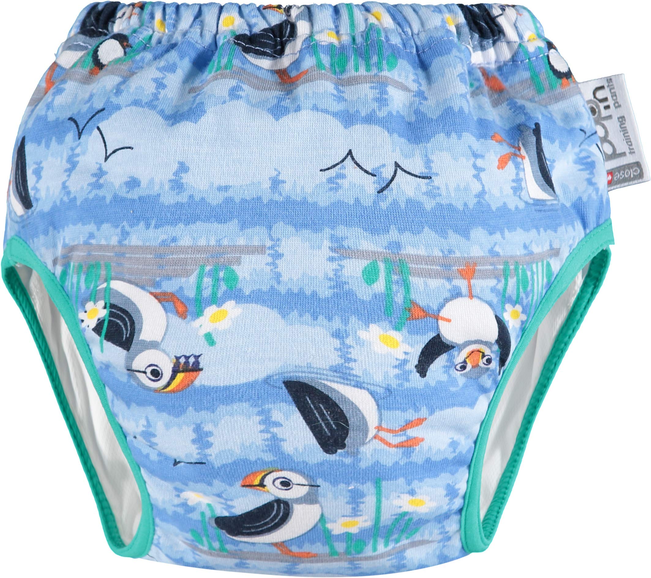 Close Parent - Premium Unisex Reusable Potty Training Pants - Blue Puffin Design for Toddlers - Large