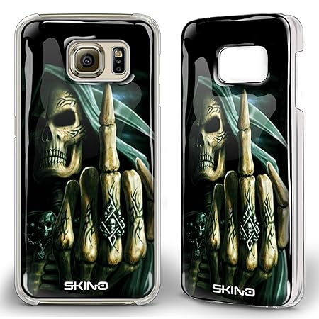 Skino 3D Smart Gel Skull Schädel Mittelfinger Totenkopf Design Case Hands Free Selfie Handy Hülle für Samsung Galaxy SK 10 (S