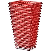 MCMCNCUIU Crystal Glass Vase, Large Crystal Vases for Flowers, Large Flower Vase, Red Modern Vases for Living Room, Bedroom, Kitchen, Dining Table, Mantle, Wedding, 11 Inches