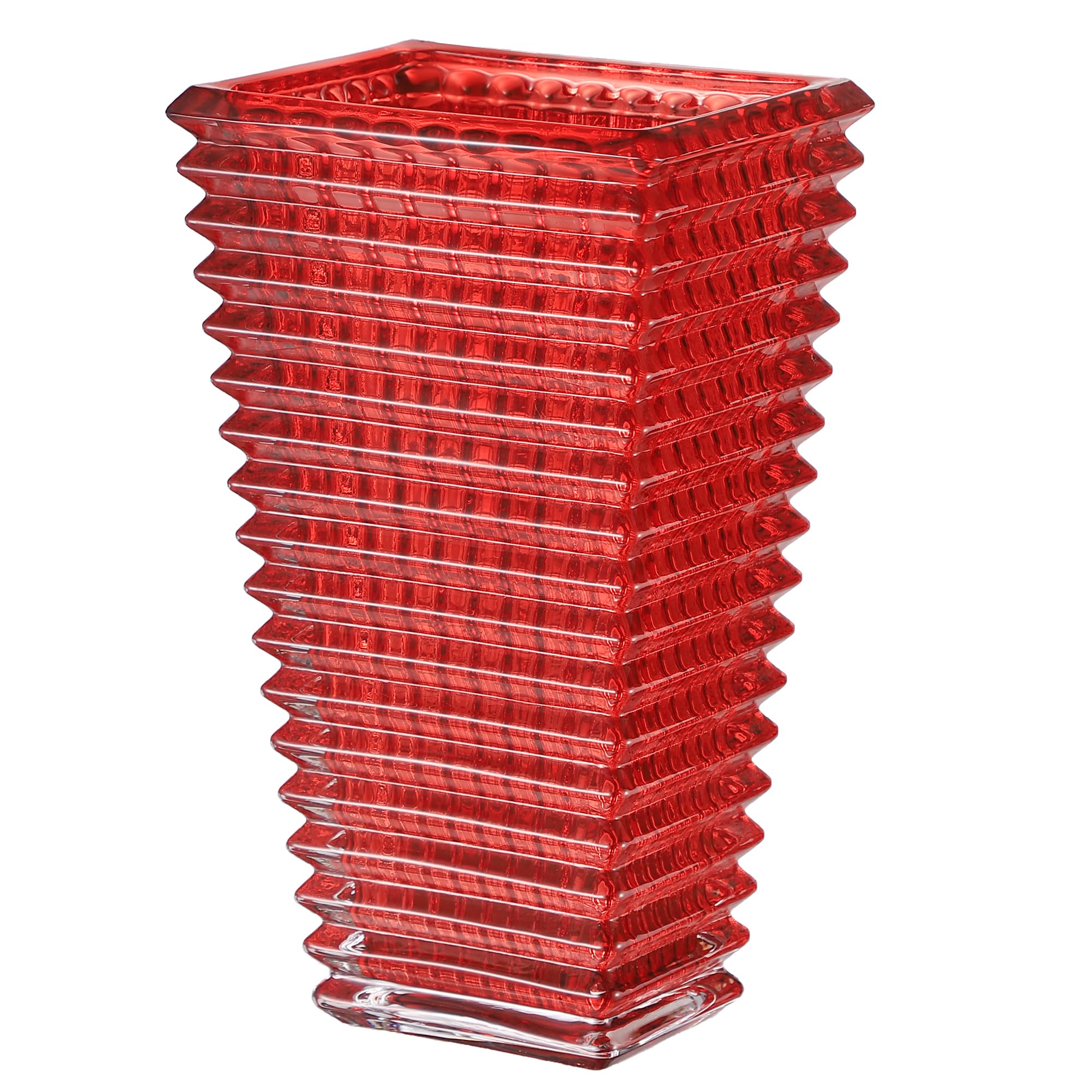 Photo 1 of MCMCNCUIU Crystal Glass Vase, Large Crystal Vases for Flowers, Large Flower Vase, Red Modern Vases for Living Room, Bedroom, Kitchen, Dining Table, Mantle, Wedding, 11 Inches