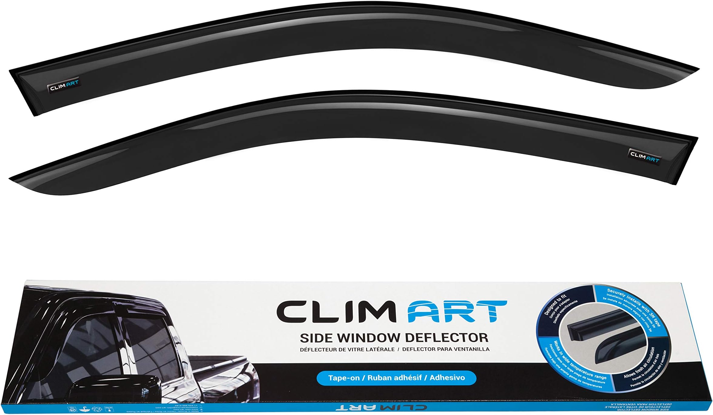 CLIM ART Rain Guards Suitable for Volkswagen (VW) Tiguan 2018-2020, Original Tape-on Window Deflectors, Vent Window Visors, Dark Smoke, 2 pcs. - 416045