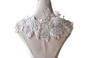 GELVS Blossom Lace Applique Beige and White Embroidery Flower Motif Sewing Patch for Wedding Dress Bridal Gown