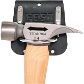FESA Leather Hammer Holder for Belt - Hammer Holster with Steel Loop | Reinforced Heavy Duty Rivets - Fits Any Belt, 2 Ways to Attach - Handcrafted (Black, Compact)