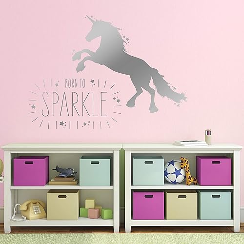 Born To Sparkle Unicorn Wall Stickers Unicorn Wall Decal Unicorn Bedroom Decor Unicorn Wall Art Born To Sparkle Quote Wall Sticker Amazon Co Uk Handmade