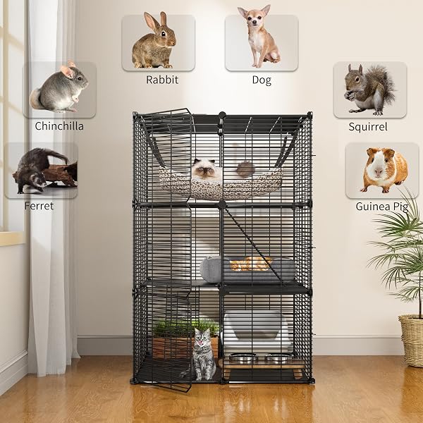 YITAHOME CAT CAGE INDOOR CAT ENCLOSURES DIY CAT PLAYPEN METAL KENNEL WITH EXTRA LARGE HAMMOCK FOR 1-2 CATS, FERRET, CHINCHILLA, RABBIT, SMALL ANIMALS