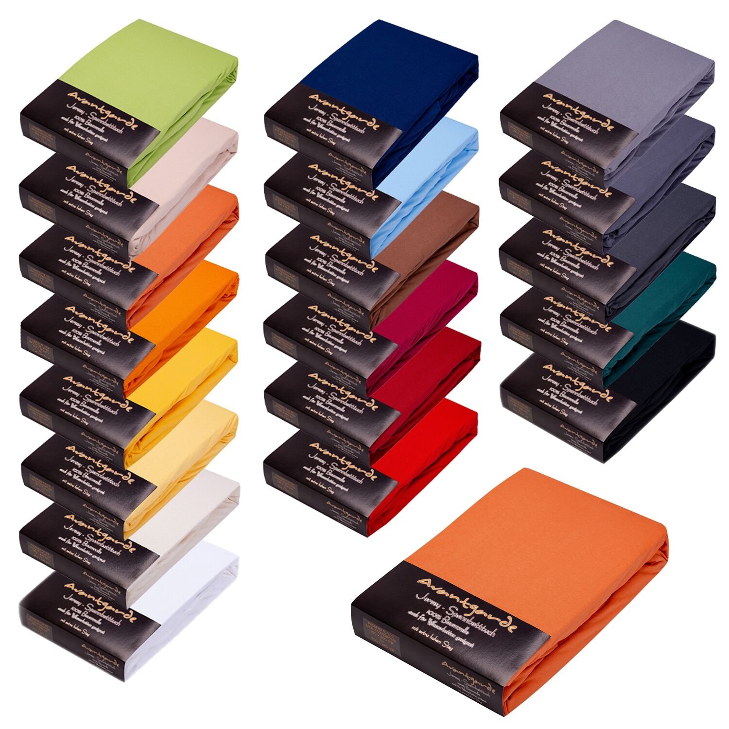 AVANTGARDE Fitted Sheet 140 x 200 cm - 160 x 220 cm - Also for Box Spring Bed and Water Bed Premium Fitted Sheet 100% Cotton Jersey - Approx. 170 g/m² - High Bridge - Oeko-Tex (06 Terracotta)