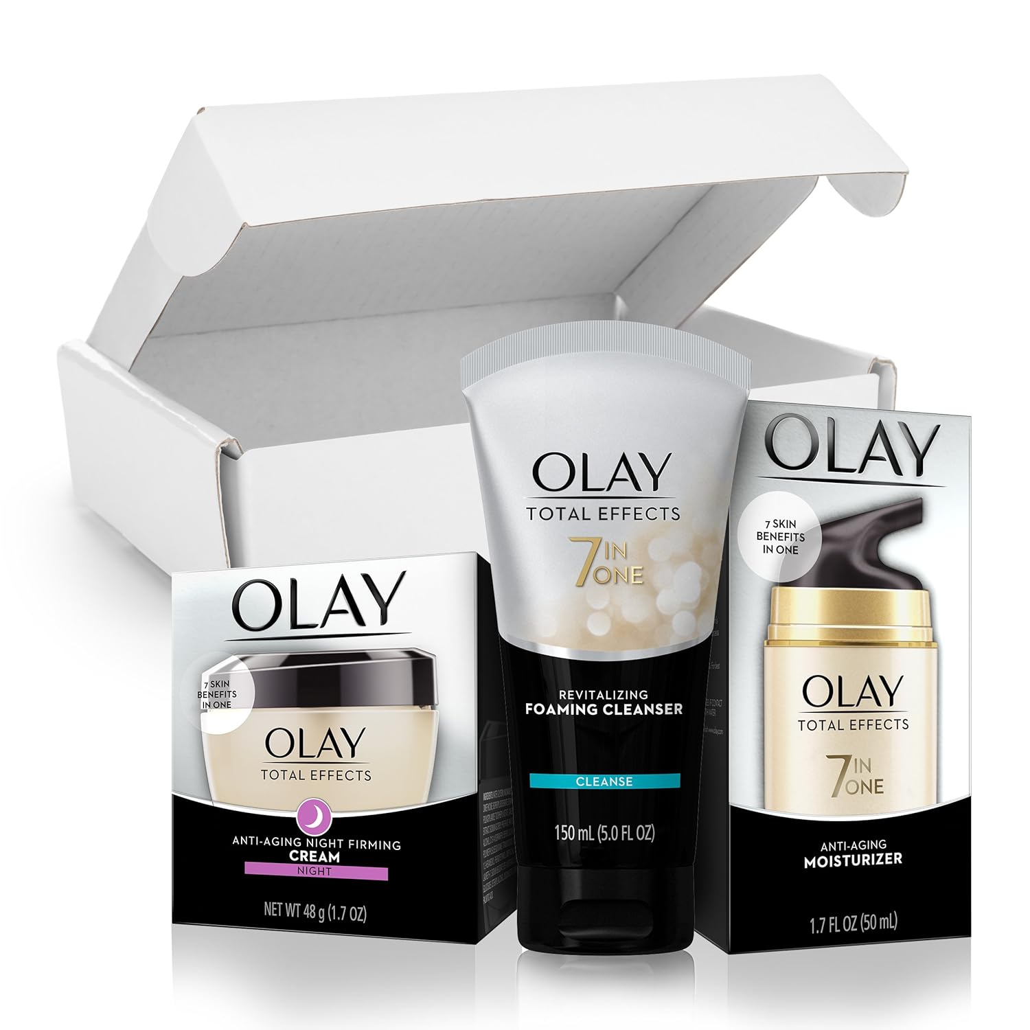 Face Wash by Olay Total Effects Day to Night Anti-Aging Skincare Kit with Cleanser, SPF & Night Cream: Beauty