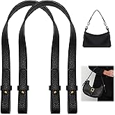 2PCS Black PU Leather Purse Straps – Replacement Handles for Michael Kors, Shoulder Tote Handbags – Pebble Grain, 10” Folded Length, Not for Crossbody Bags, Large Totes, or Messenger Bags