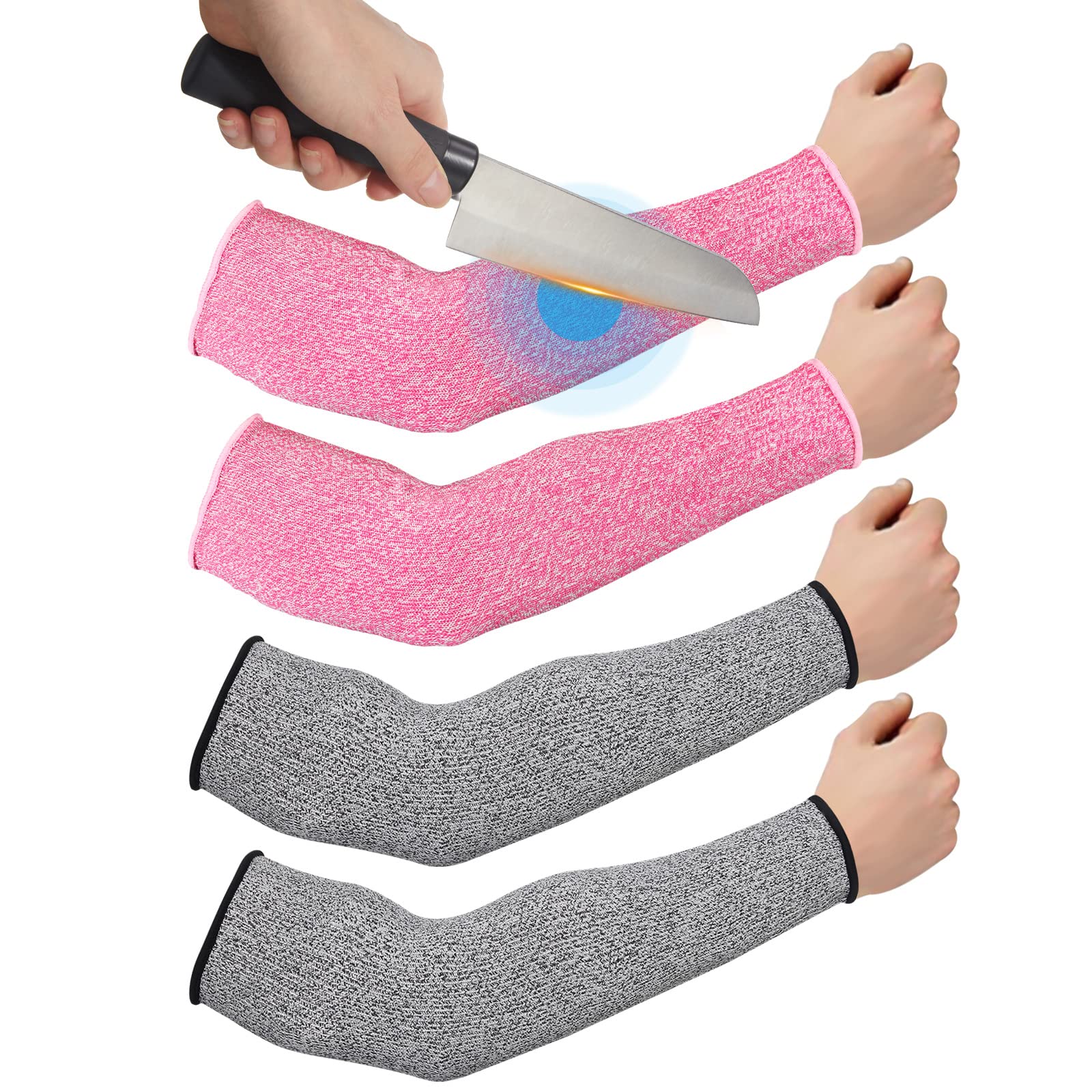 Photo 1 of Geyoga 2 Pairs Arm Sleeves Guards Arm Protectors for Thin Skin and Bruising Protective Cut Resistant Sleeves for Men Women(Large,Hppe,Gray, Pink)