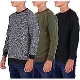 Real Essentials 3 Pack Boys' Fleece Crew Neck Long Sleeve Sweatshirt - Soft Pullover Sweaters for Youth Kids Boys & Girls
