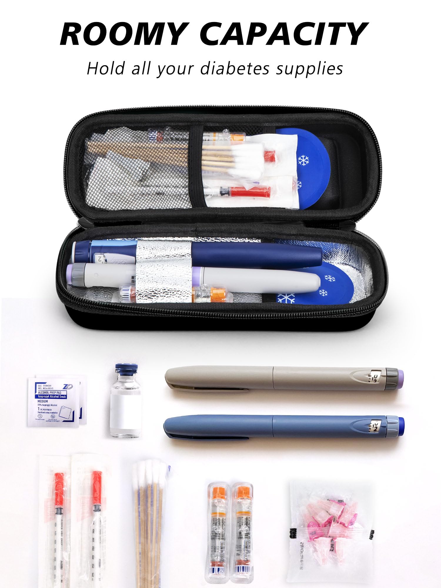 YOUSHARES Insulin Cooler Travel Case with Temperature Display - Refrigerated Medicine Cooling Bag with 2 TSA Approved Ice Pack, Medication Pen Diabetic Supplies Organizer for Trip and Daily