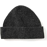 Villand 100% Cashmere Ribbed Cuffed Hat for Men, Ultra-Soft Men's Pure Cashmere Winter Ski Beanie