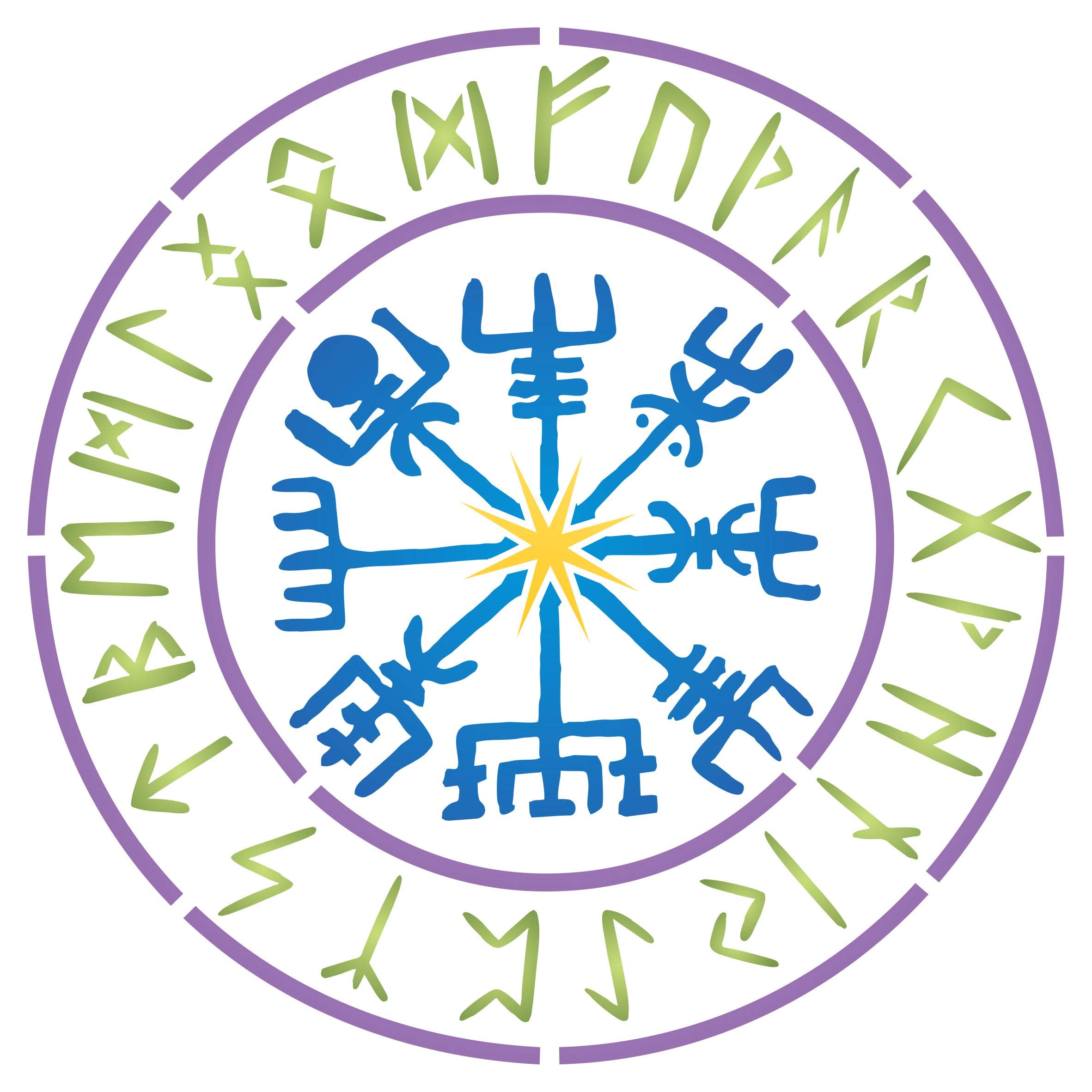 Viking Compass Stencil, 25.40 x 25.40 cm (M) - Vegvisir Runic Nordic Compass Design Stencil Template Symbol of Protection and Guidance