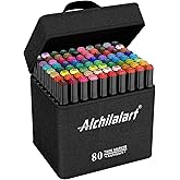 alchilalart 80-Colors Alcohol Based markers, Alcohol Markers Set, Dual Tip Alcohol Sketching Drawing Markers Animation for Adults Kids