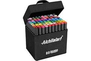 alchilalart 80-Colors Alcohol Based markers, Alcohol Markers Set, Dual Tip Alcohol Sketching Drawing Markers Animation for Adults Kids