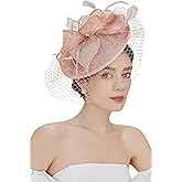 BABEYOND Women's Pillbox Fascinator Hat Kentucky Feather Derby Tea Party Headpiece with Veil for Cocktail Costume