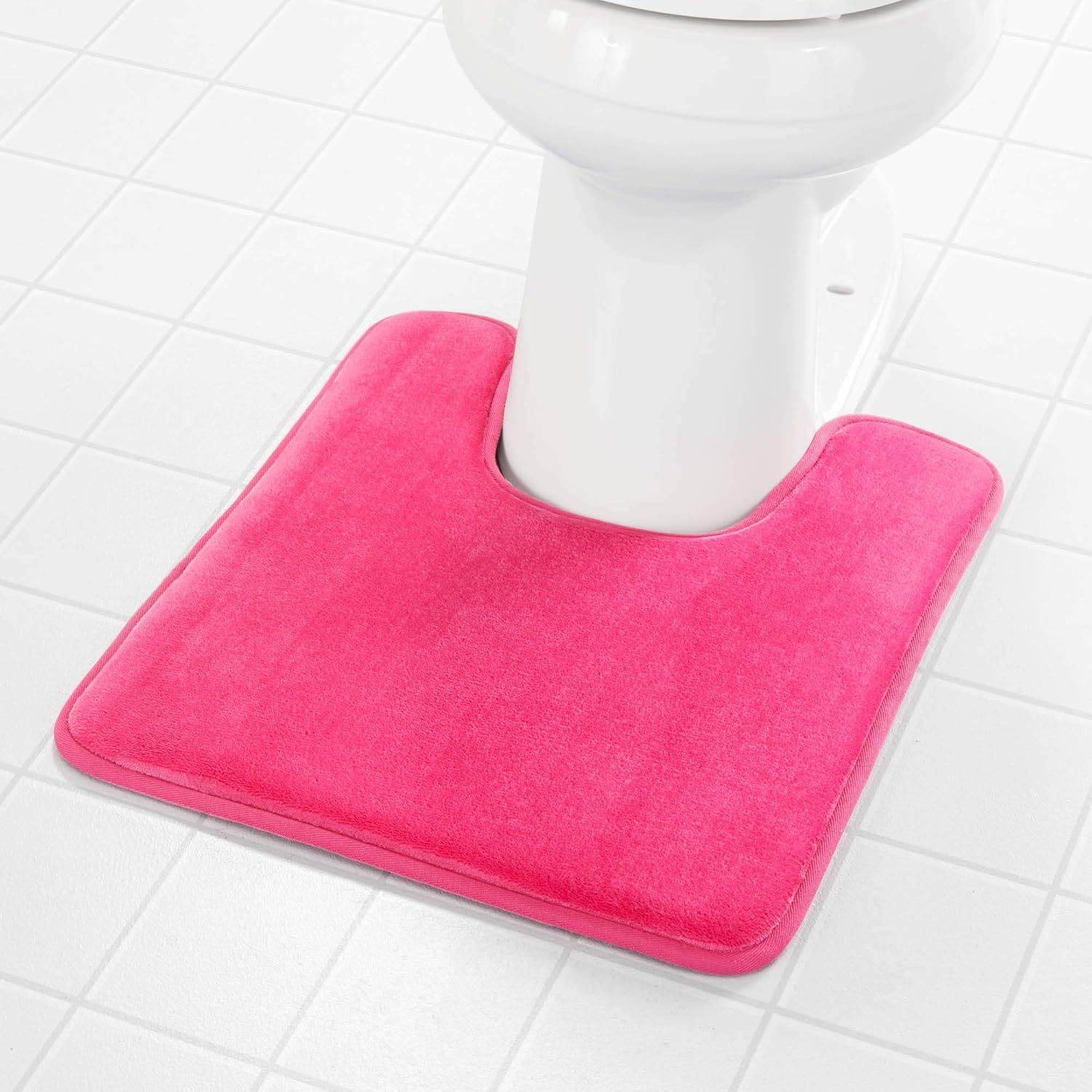 Amazon Com Genteele Memory Foam Toilet Bathroom Rugs U Shaped Contour Toilet Mat Non Slip Machine Washable Absorbent Super Cozy Velvet Bathroom Toilet Carpet Fuschia Home Kitchen