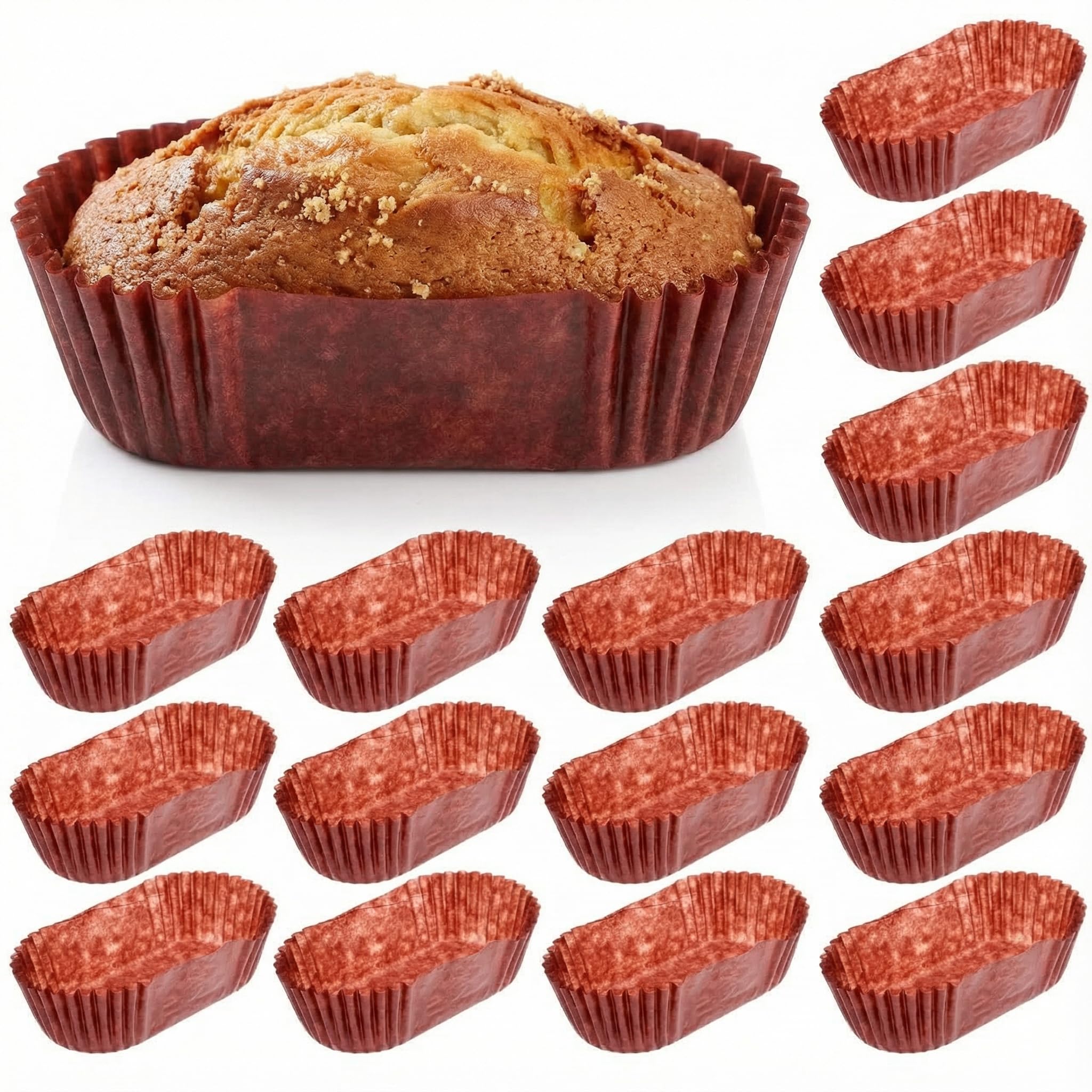 DOITOOL Oval Cake Paper Cups 1000Pcs Grease Proof Baking Liners High Temperature Resistant Oval Cupcake Cases for Muffins Bread Party Decoration