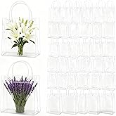 SWRHTEU 36 Pack Clear Plastic Gift Bags with Handles, 6.3" x 5.9" x 3.1" Reusable Transparent Party Favor Bags PVC Goodie Bags, Clear Mini Tote Goodie Bag Bulk for Party Favors Wedding Birthday
