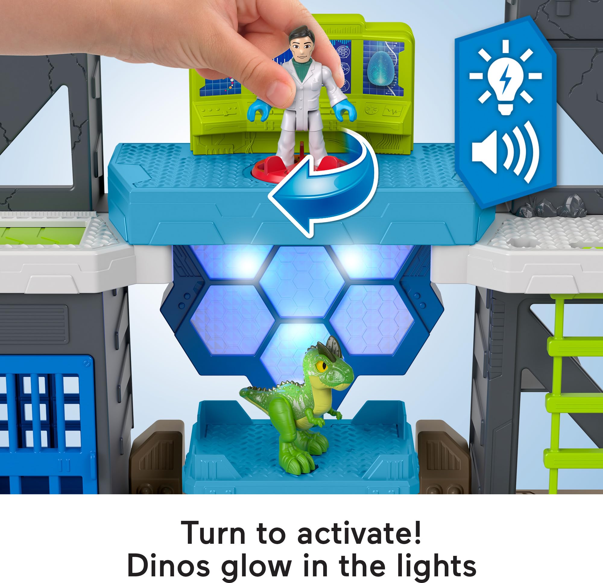 Fisher-Price Imaginext Jurassic World Dinosaur Toys Scan & Glow Dino Playset with Lights & Sounds for Kids Ages 3+ Years